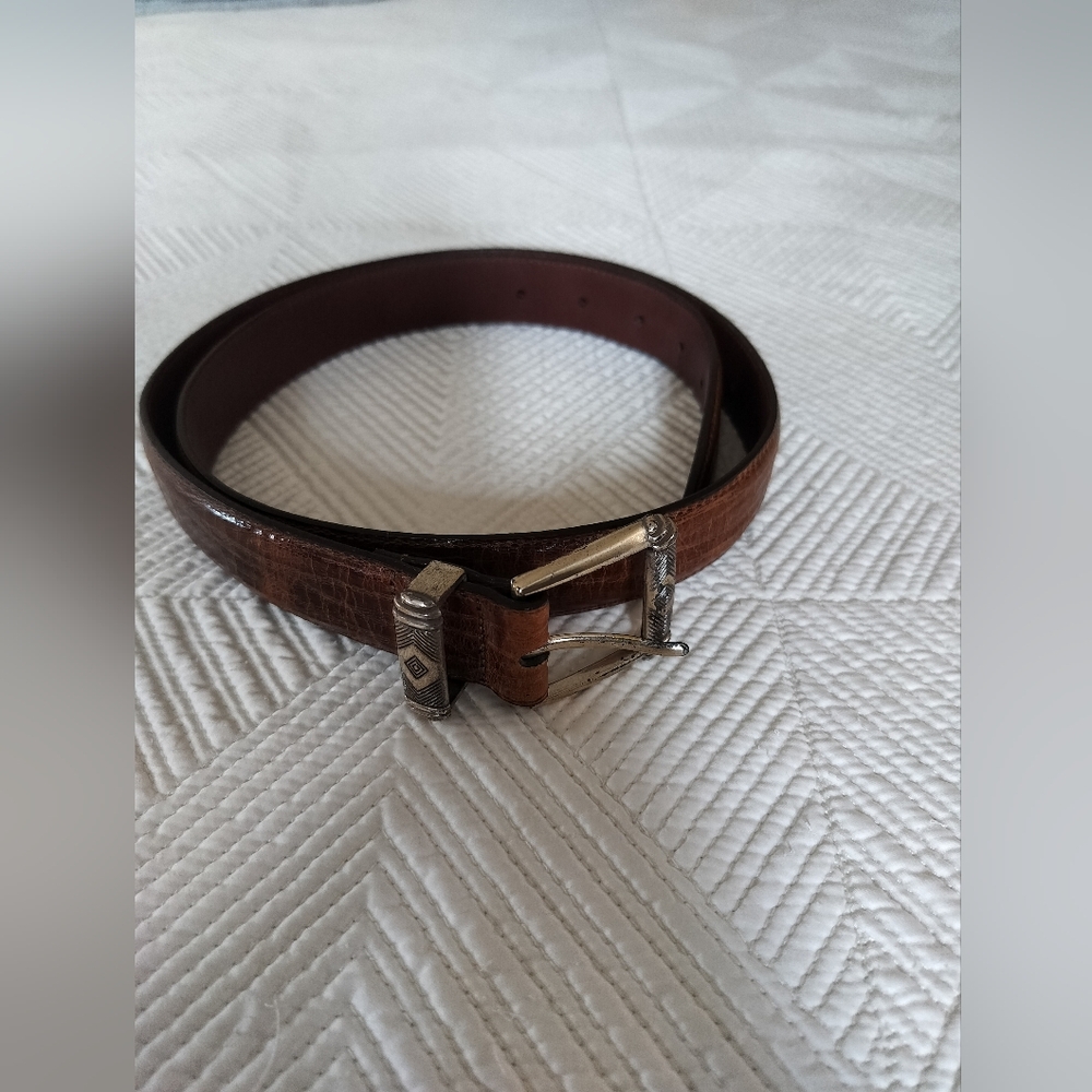 Brighton 32809 Brown Leather Belt with Silver Buckle Size 36